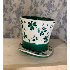 Vintage Relpo 5967 Japan Shamrock Hat Planter -Crack-